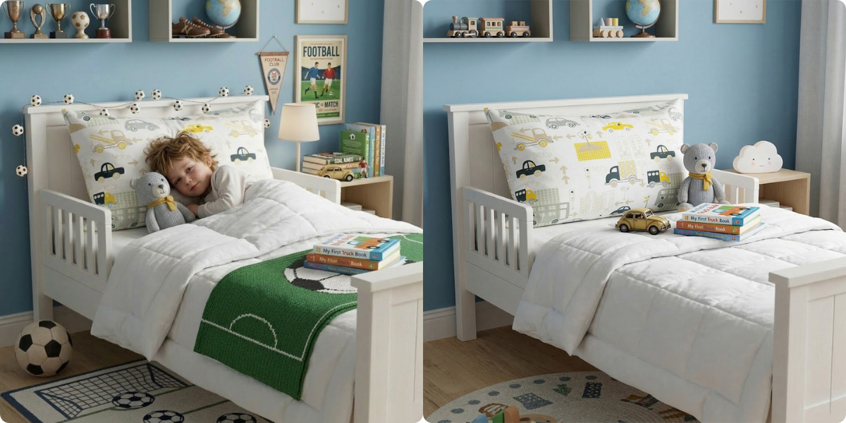 Poszewka bawełniana dla chłopca z motywem aut samochodów